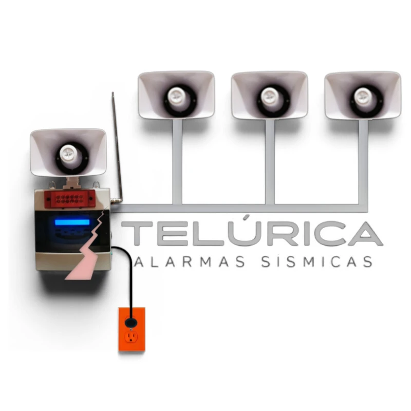 Gabinete de Alertamiento Sísmico TLG-04 ejemplo conexiones